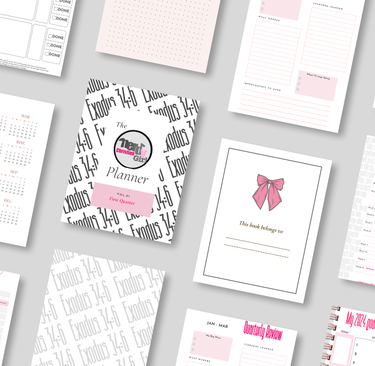 Planner design, graphic design. Nerdy Chistian Girl planner perfectly designed to help you plan and