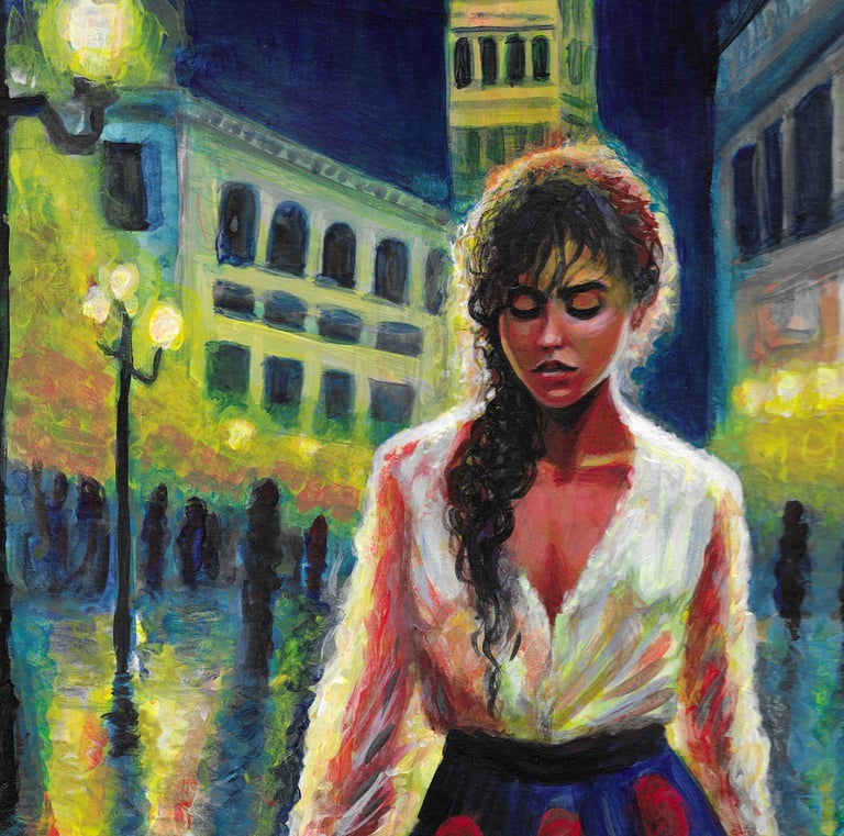 a painting of a woman in a dress