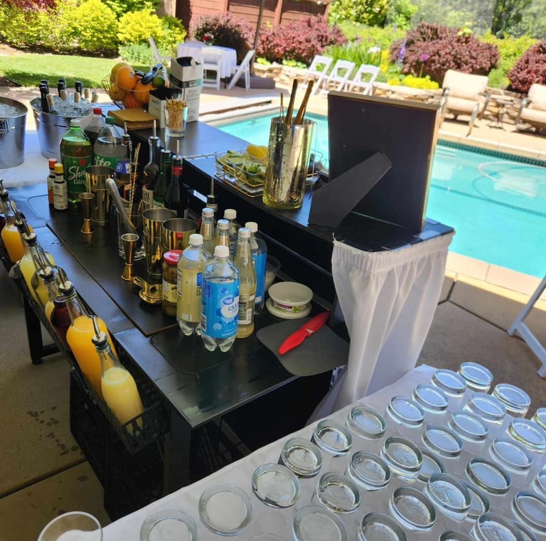 Elegant White bar set up for memorial party