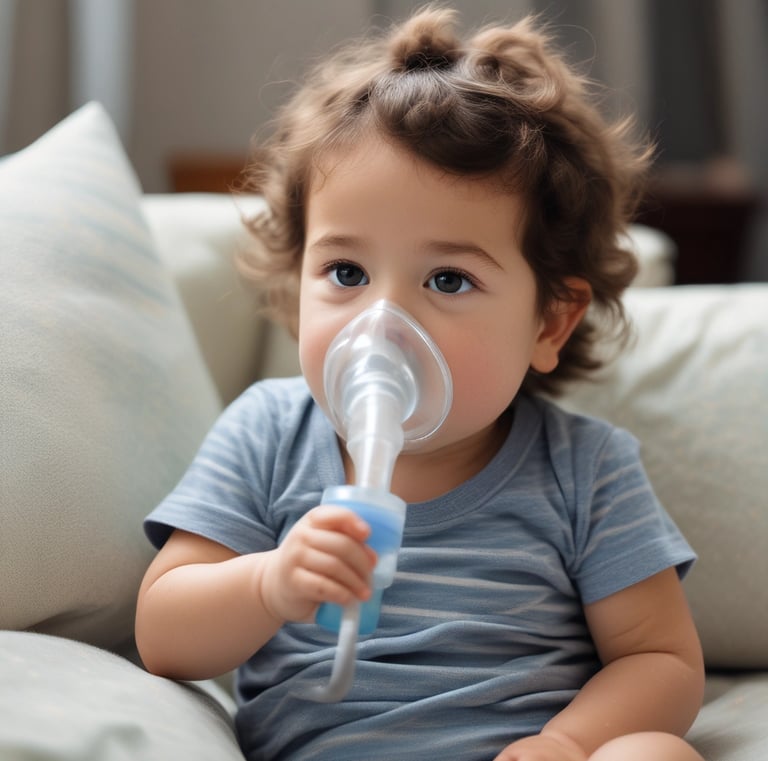 A pediatric nebulizer with colorful accessories for children.