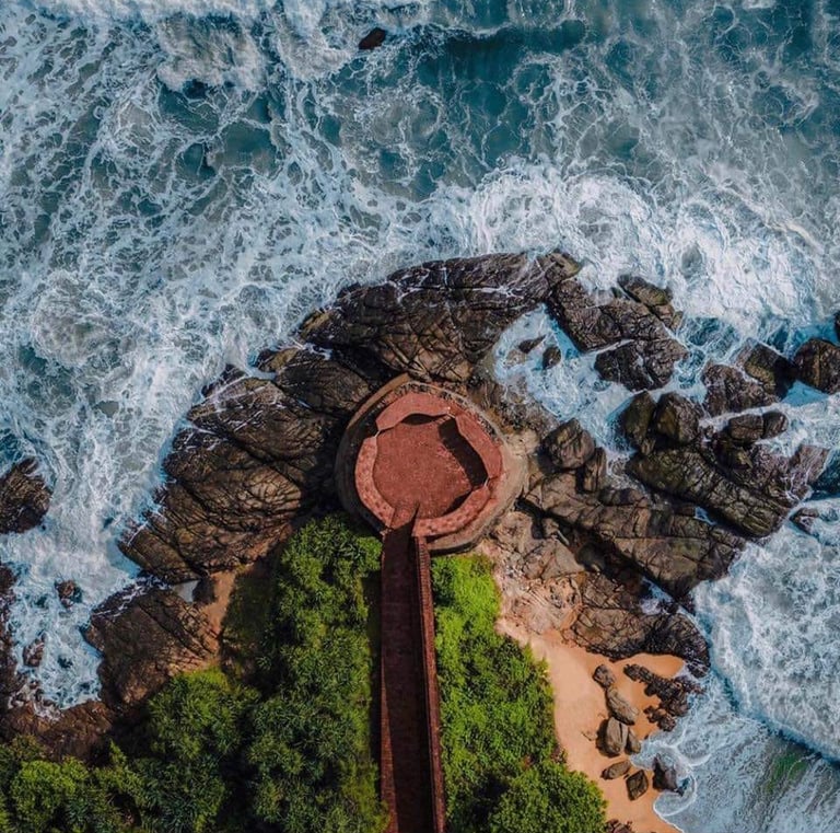 Top view of Bekal fort at Kasargod, Kerala.