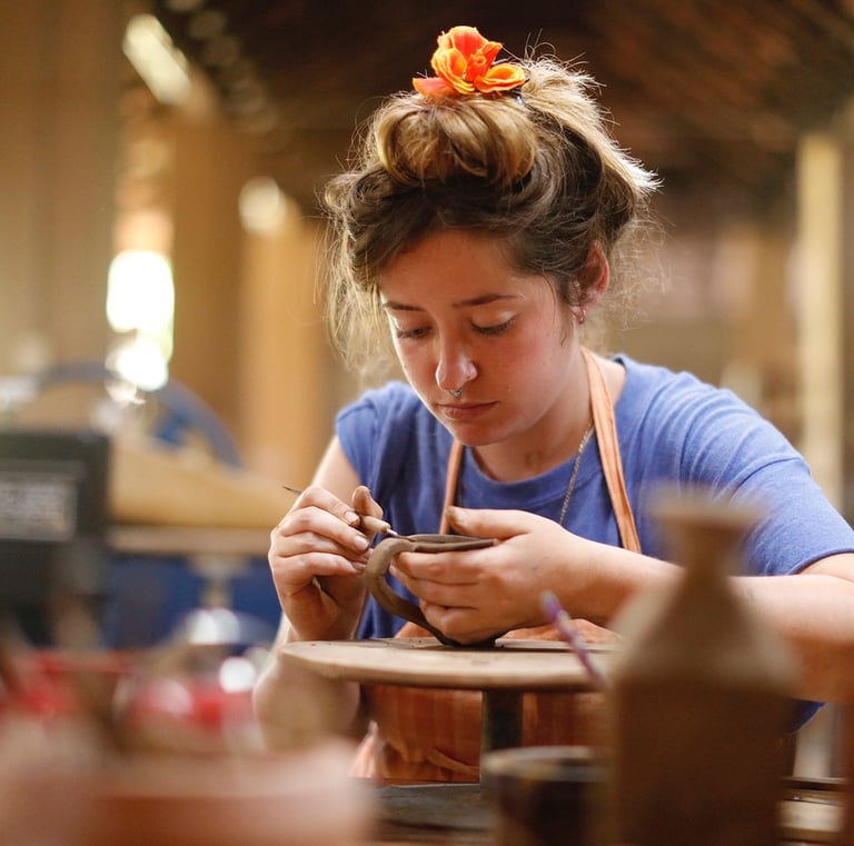 Clay Fingers Art Cottages with ceramic studio.