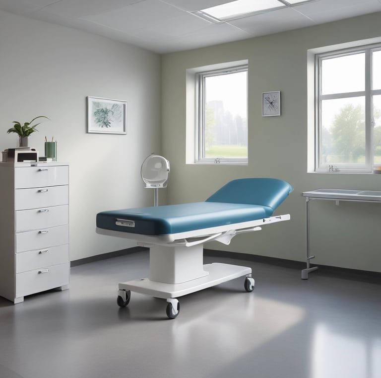 Wooden chairs with beige fabric slings surround small round wooden tables in what appears to be an outdoor cafe setting. Potted plants are placed around the area, and there's a blurred image of a person in the background, suggesting a relaxed and casual atmosphere.