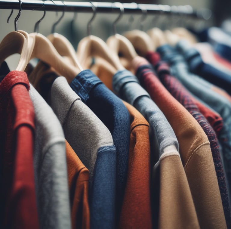 A collection of colorful fabrics showcased in the store.