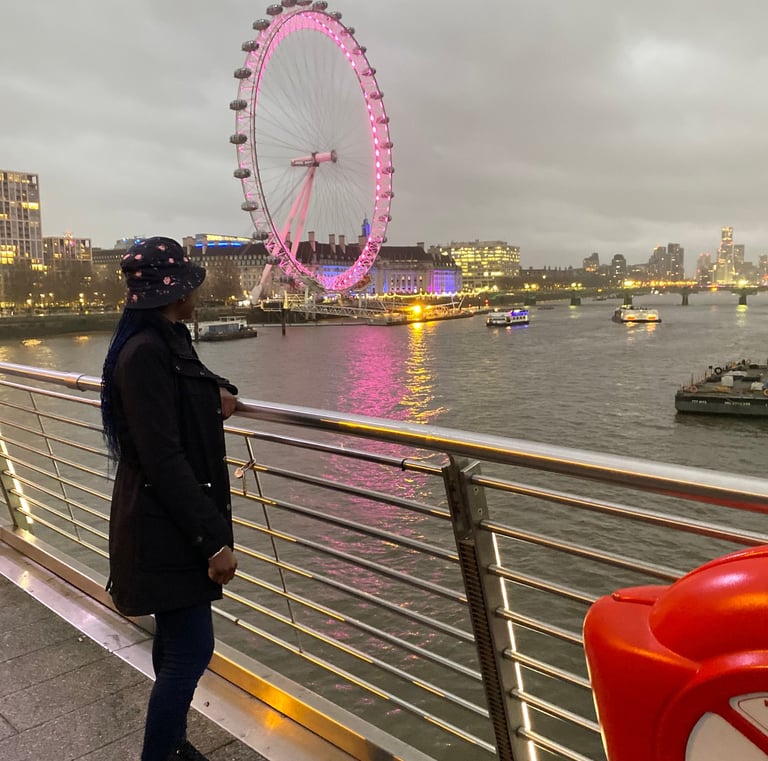 Lady looking at the London Eye