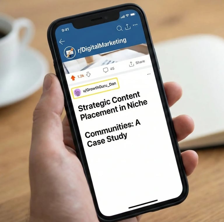 Reddit community engagement post highlighting strategic content placement