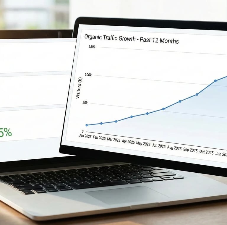 Organic traffic growth over 12 months period