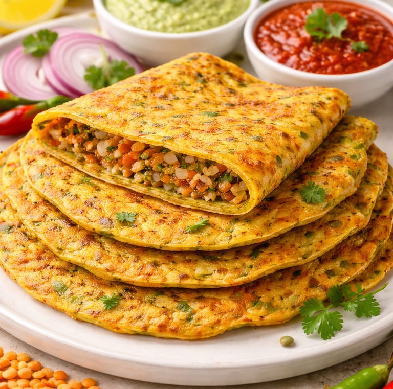 red lentil chilla roll