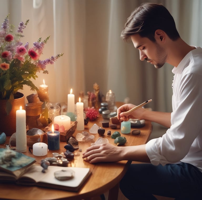 A serene group seated in a softly lit room, engaged in mindful meditation during a workshop.