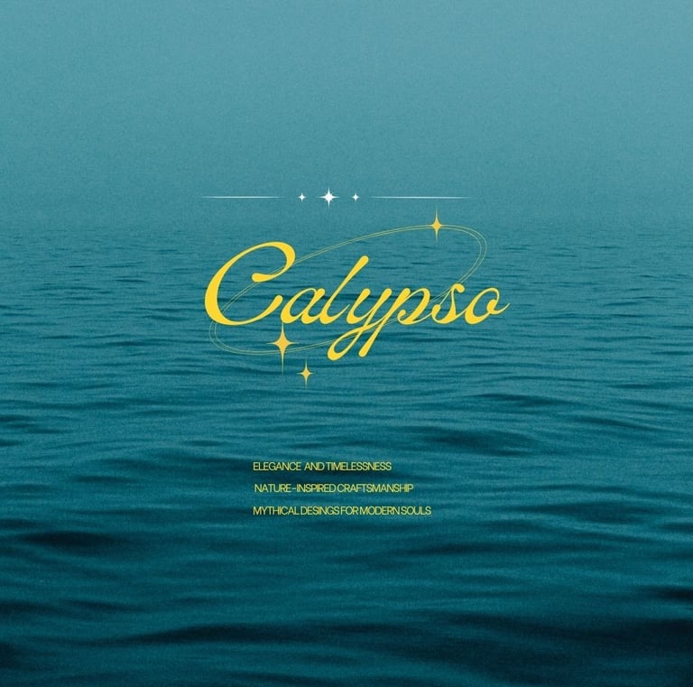 Calypso brand logo over deep blue ocean waves with nature-inspired craftsmanship text.