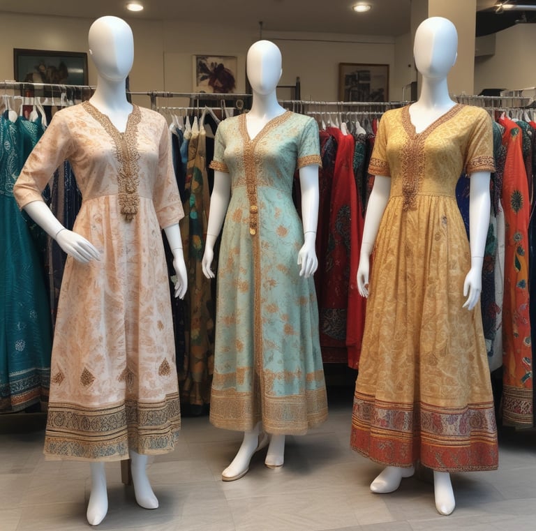 Doorstep fabric pickup bag with traditional Indian prints, ready for delivery.