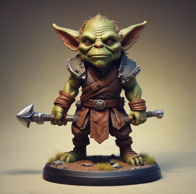 Custom sculpted miniature featuring intricate armor and weapon details.