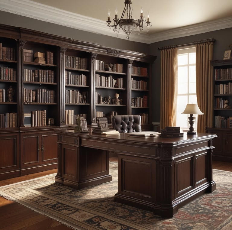 A charming fireplace mantel decorated with antique clocks, candles, and a large gilded mirror reflecting soft candlelight.
