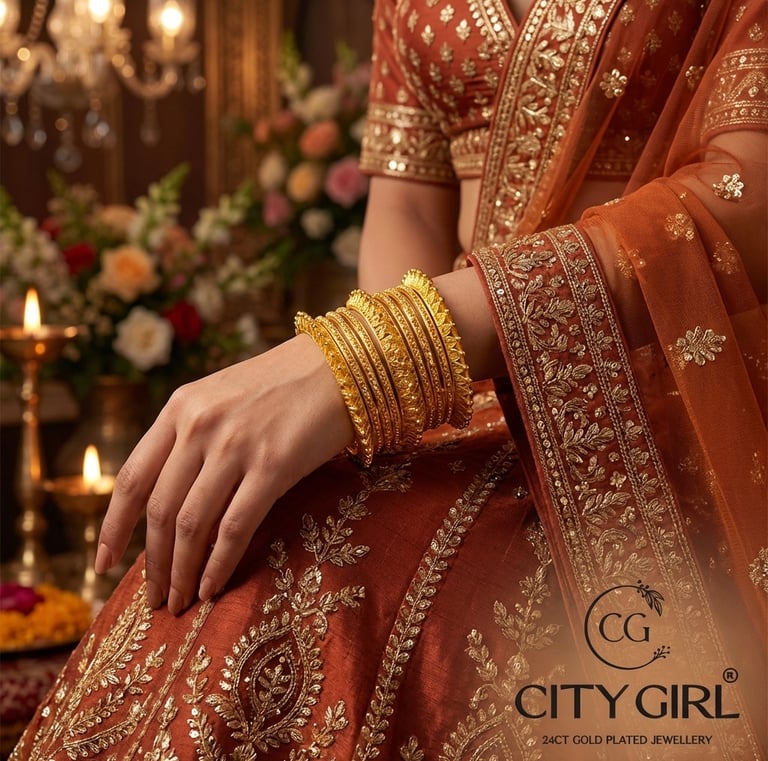 citybangles.in - Citgirl jewellery 18 Carat Gold plated Bridal wear bangle sets, Bridal Party Wear 