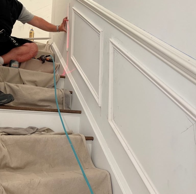 Wainscoting installation in progress in Monmouth County NJ