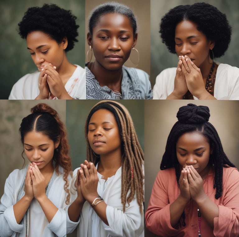 Close-up of hands typing on a laptop with an open ebook titled 'Empowered Prayers'.