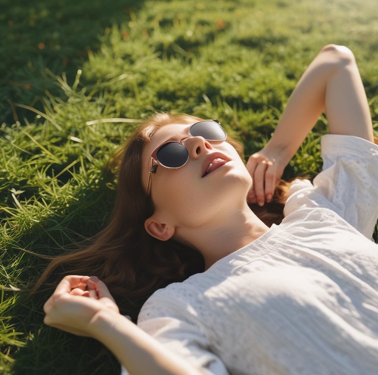 A peaceful outdoor setting with a yoga mat and nature surrounding, inviting calm.