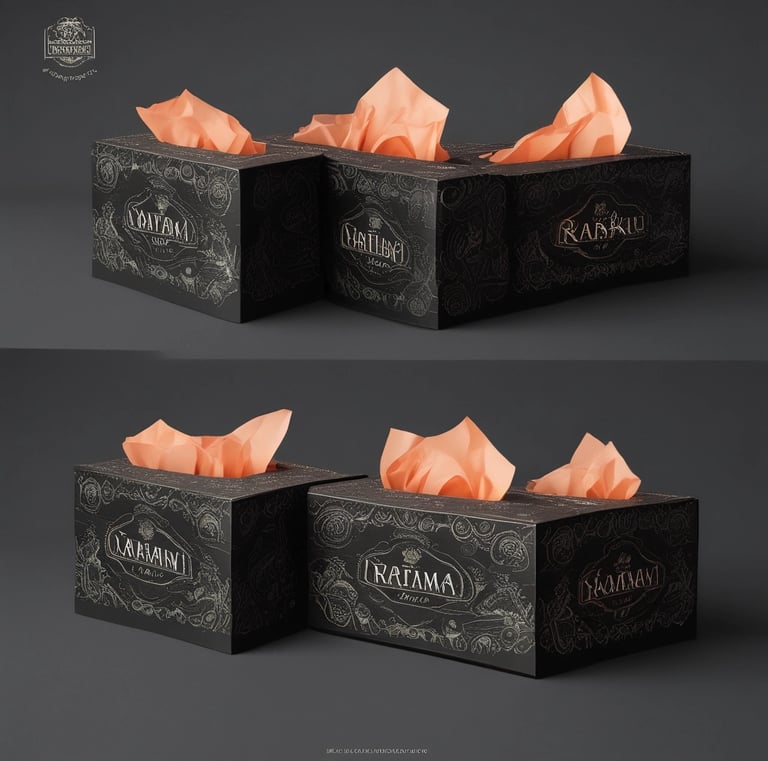 Multiple tissue paper packs displayed in a bright, clean retail setting.