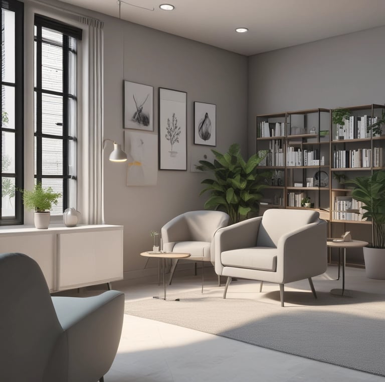 A close-up of hands holding a notebook and pen during a therapy session.