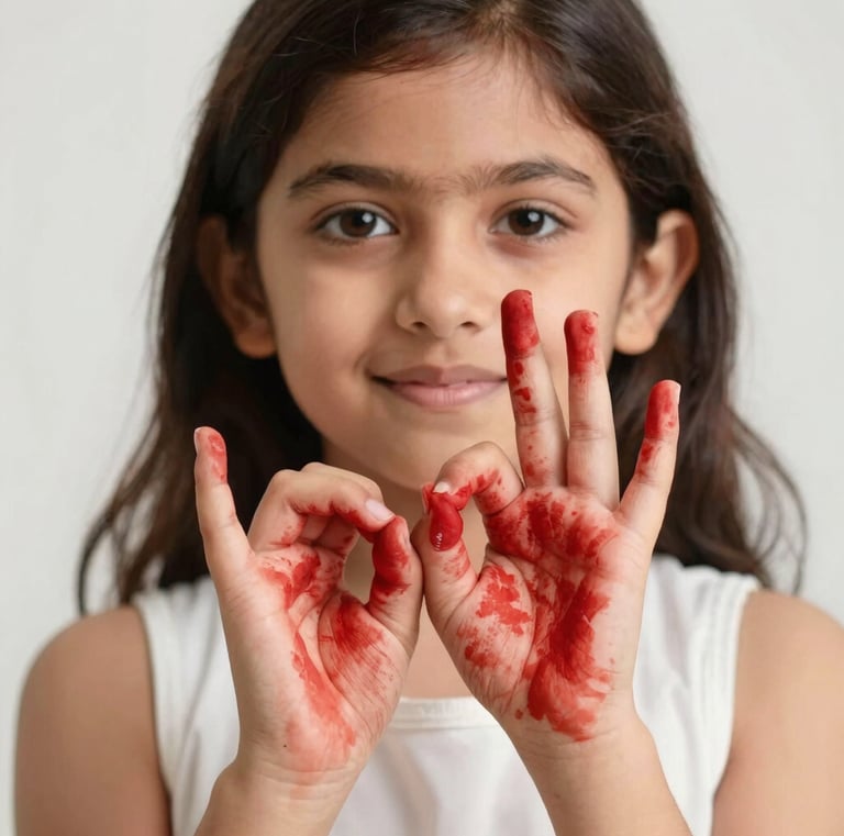 Smiling kids practicing footwork steps on colorful mats with dance props nearby.