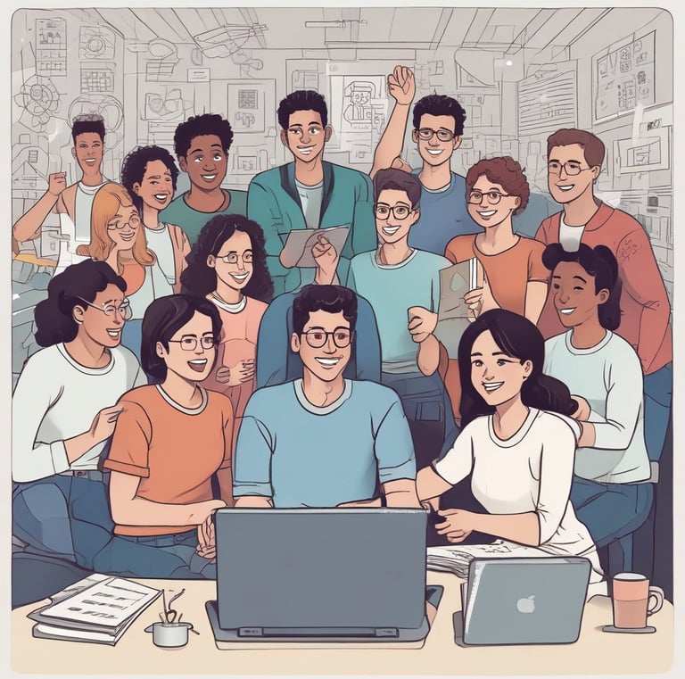 A diverse group celebrating completion of a career-focused training program.