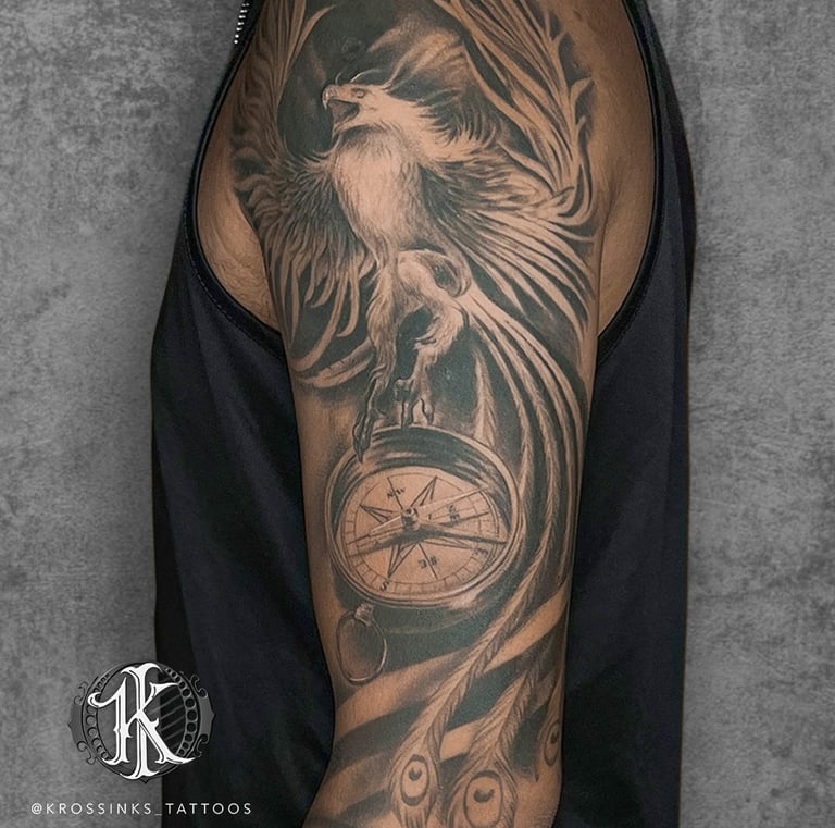 Black and grey realistic tattoo by professional tattoo artist in Navi Mumbai