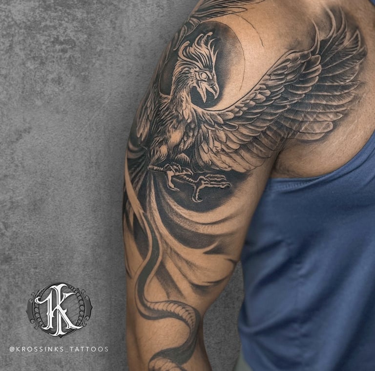 Detailed custom tattoo design with fine shading at Krossinks Tattoo Studio