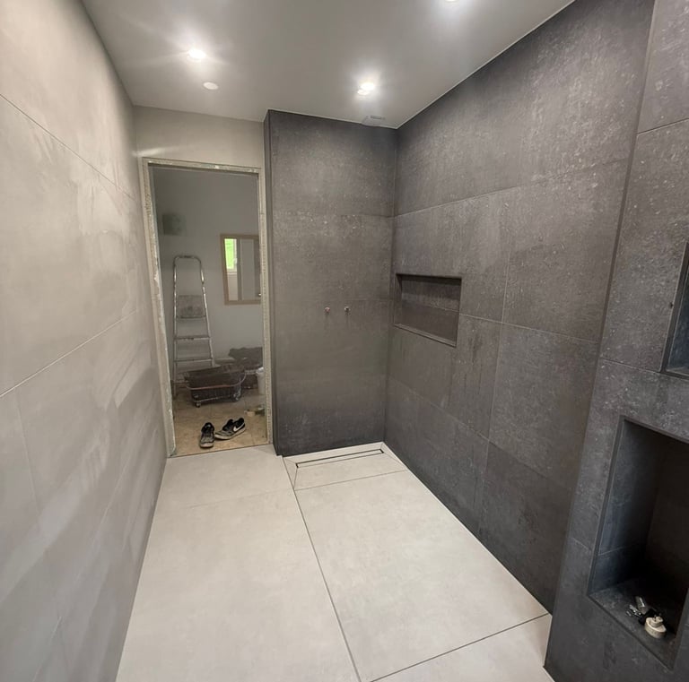 Salle de bain rénové carrelage