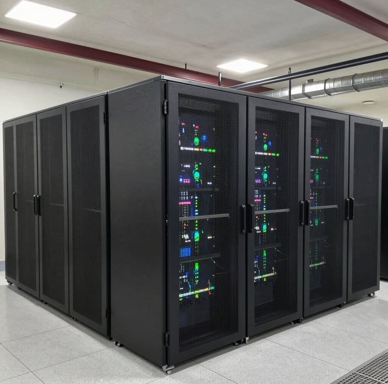 A city skyline at dusk with digital network lines illustrating internet connectivity.