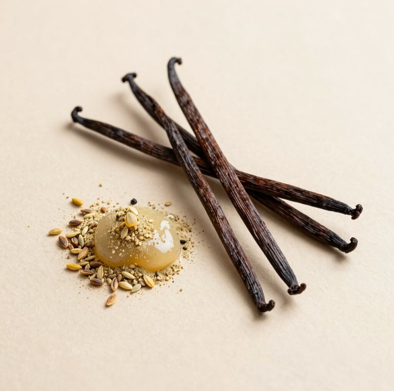 A small glass jar filled with creamy vanilla paste, placed on a linen cloth with soft morning light.