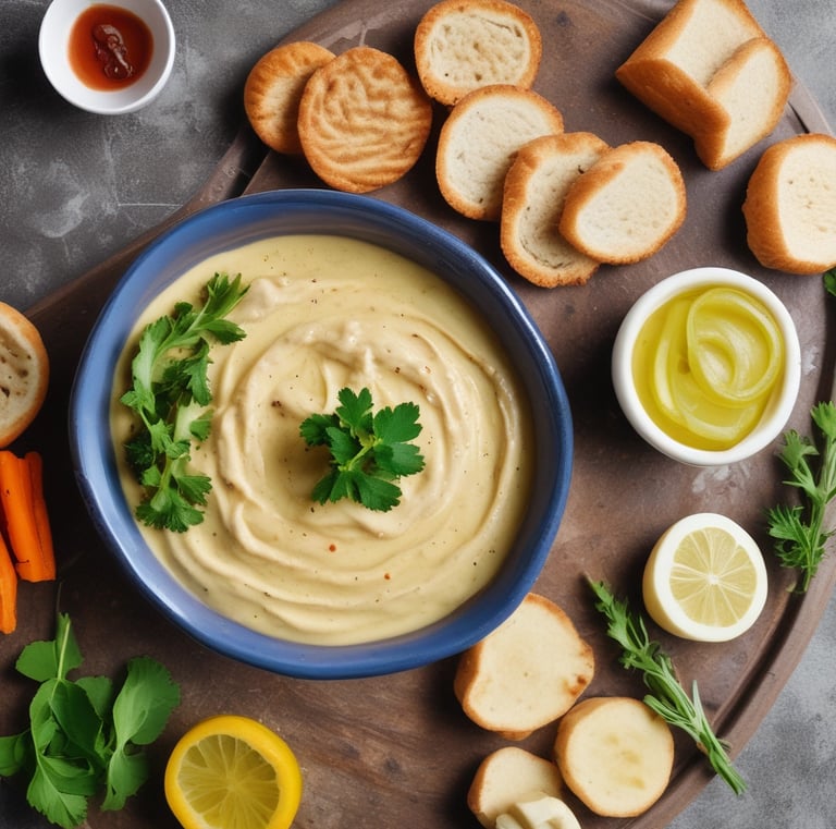 a bowl of hummus 