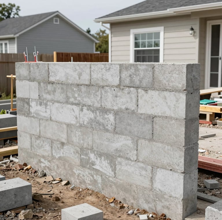 A beautifully crafted stone patio with warm lighting in a cozy backyard setting.