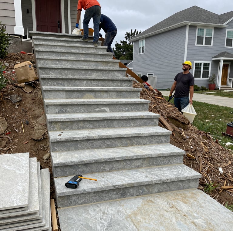 A sturdy retaining wall made of natural stone with vibrant flower beds on top.