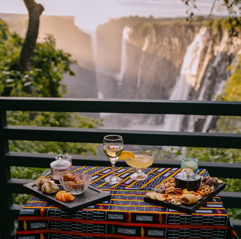 sundowner snacks at the Victoria Falls