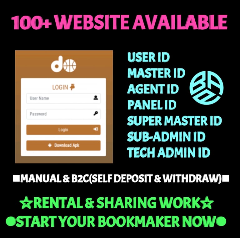 ONLINE CRICKET BETTING ID AVAILABLE DL MDL SMDL MASTER ID SUPER MASTER ID ADMIN ID AVAILABLE 