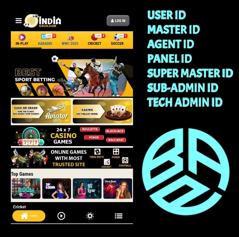 ONLINE CRICKET BETTING ID AVAILABLE DL MDL SMDL MASTER ID SUPER MASTER ID ADMIN ID AVAILABLE 
