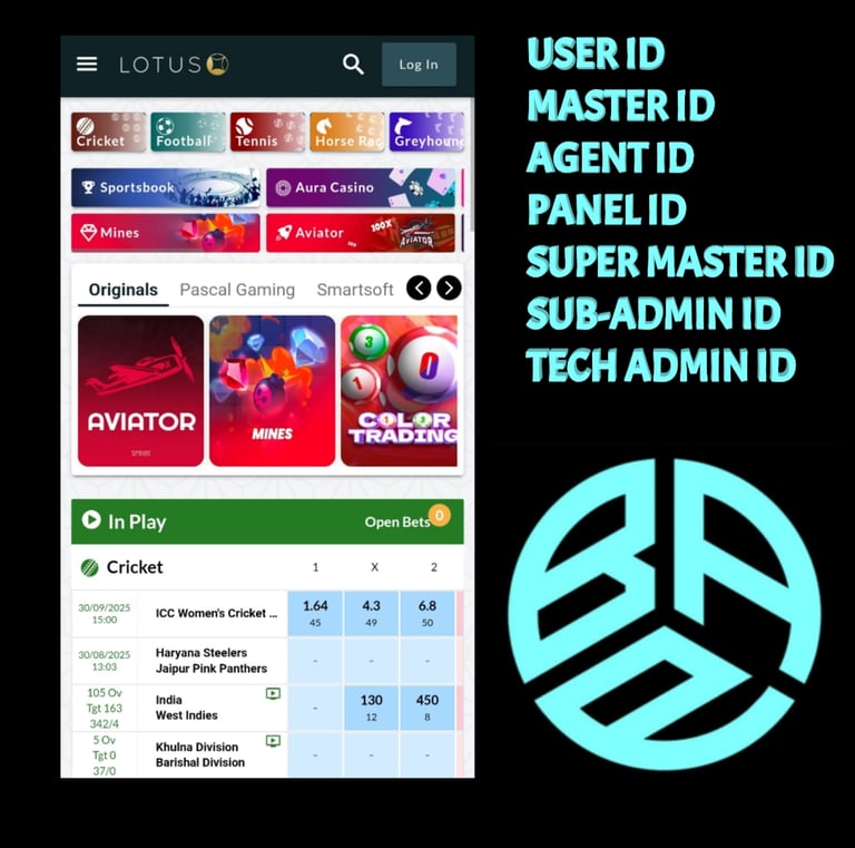 ONLINE CRICKET BETTING ID AVAILABLE DL MDL SMDL MASTER ID SUPER MASTER ID ADMIN ID AVAILABLE 