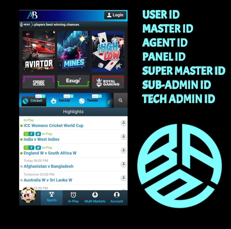 ONLINE CRICKET BETTING ID AVAILABLE DL MDL SMDL MASTER ID SUPER MASTER ID ADMIN ID AVAILABLE 