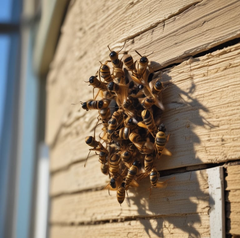 Completed bee hive secured in a wooden box ready to be moved to a protected location.