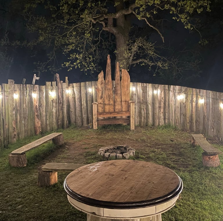 Communal firepit area ready for chilling