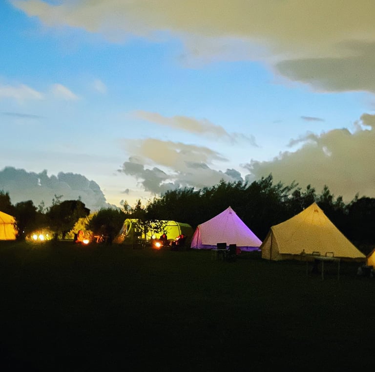 campsite by night let it glow
