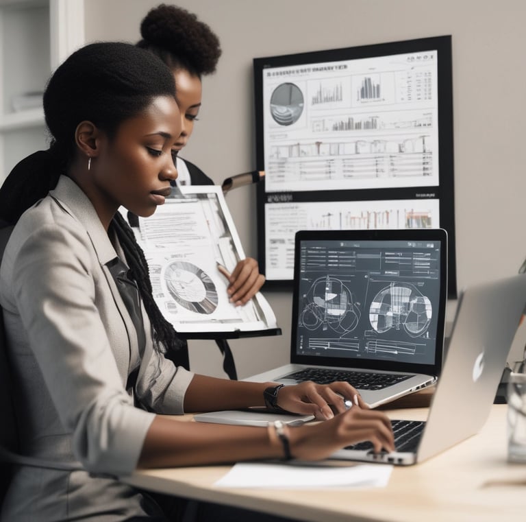 Desk with a tasteful 'boss' logo nameplate, neat paperwork, and stylish office tools.