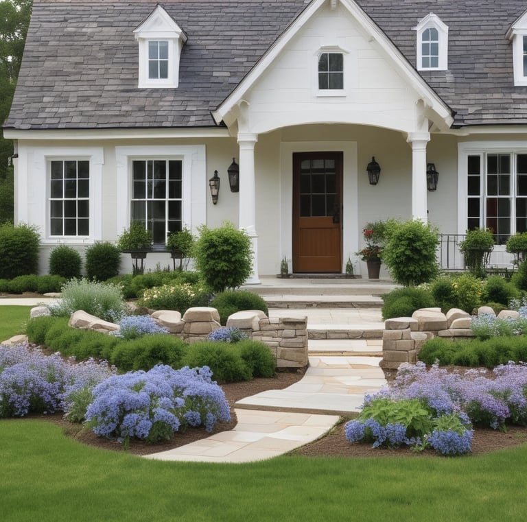 Before and after comparison of a home renovation showing transformed facade and entryway.