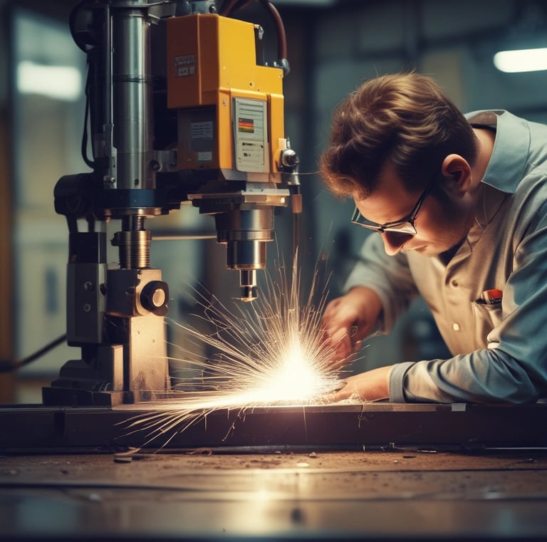 Nighttime shot of a well-lit industrial plant showcasing automation technology.