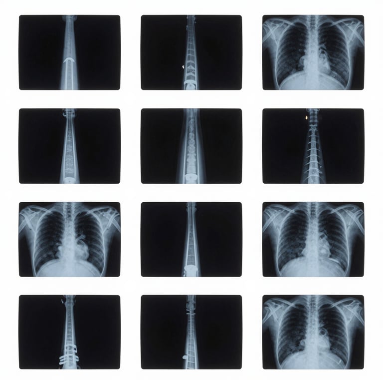 Close-up of sterile surgical gloves neatly arranged on a blue background.