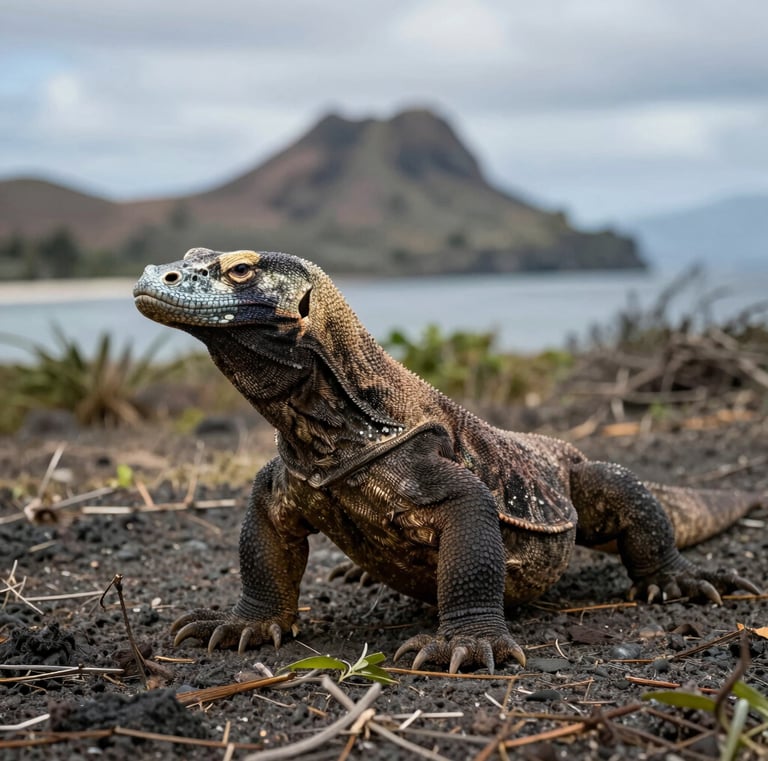 A breathtaking aerial view of Labuan Bajo coastline at sunset