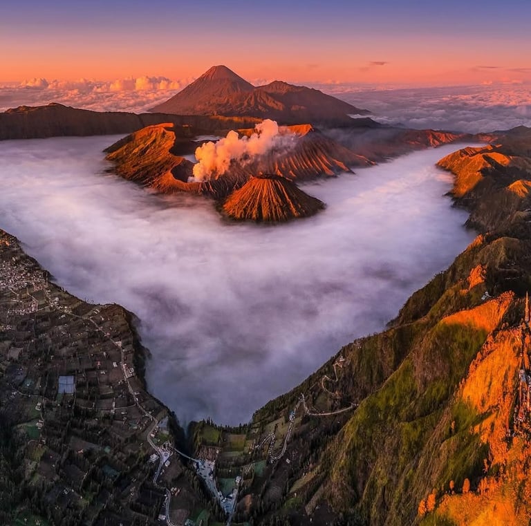 Mount Bromo in the east of Java island