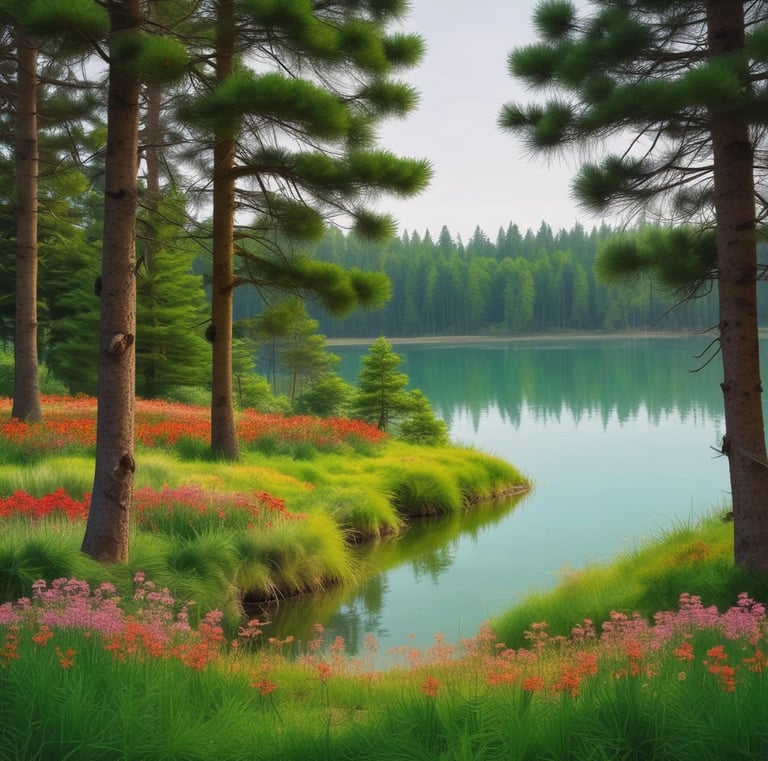 A well-organized room features a massage table covered with a white sheet and a folded towel at one end, situated on a decorative rug with intricate patterns. The wooden floor adds warmth to the ambiance. Against the far wall stands an ornately carved wooden cabinet displaying various items. There are two tall windows covered with bamboo shades allowing soft natural light to filter through. Several framed artworks hang on the adjacent wall. A small black stool is placed near the massage table.