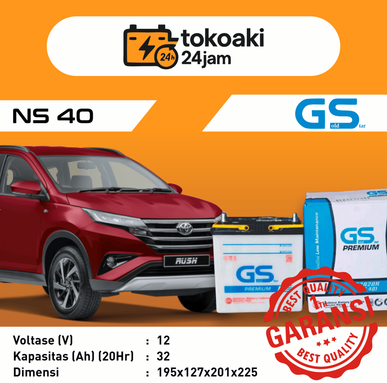 toko aki 24 jam surabaya | aki GS Gold Star NS 40 Toyota Rush