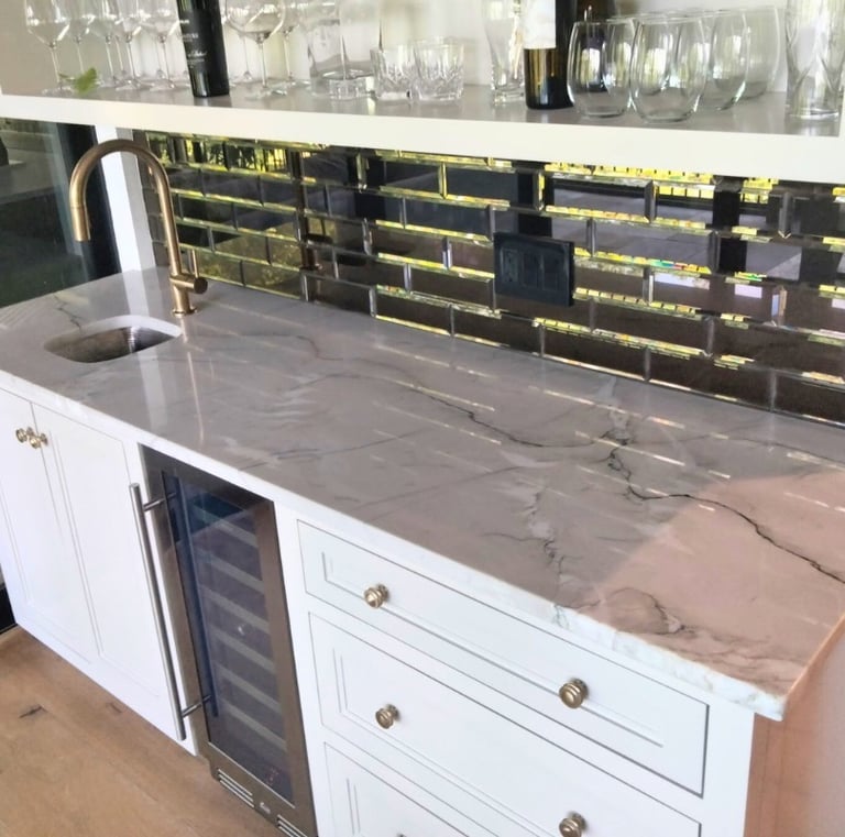 White granite home bar countertop in Black Mountain, NC